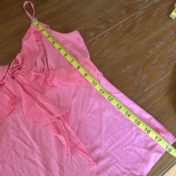 Bebe Y2K Pink Barbiecore Tank Top w/ Flowy Chiffon Bow Adjustable Straps M - Picture 9 of 9